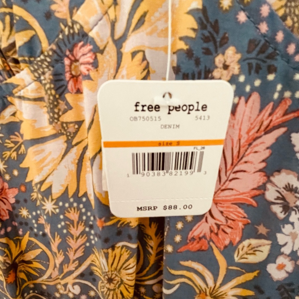 Free People Floral V-Neck Mini Slip Dress - size S - Picture 4 of 10